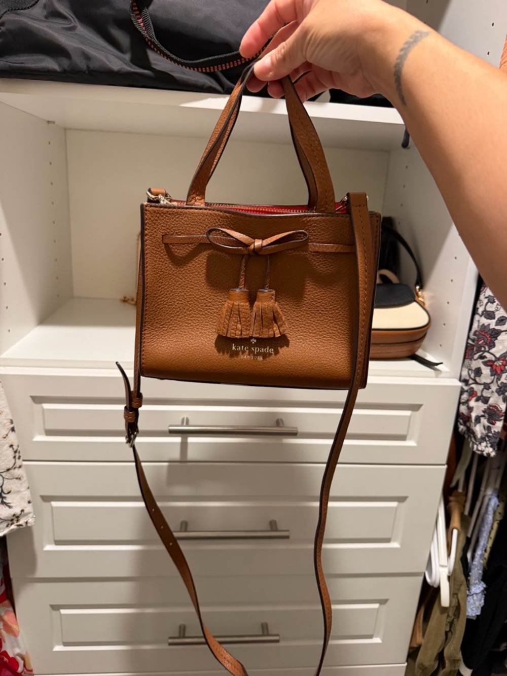 kate spade Brown Leather Satchel with Red Interior - Picture 3 of 5